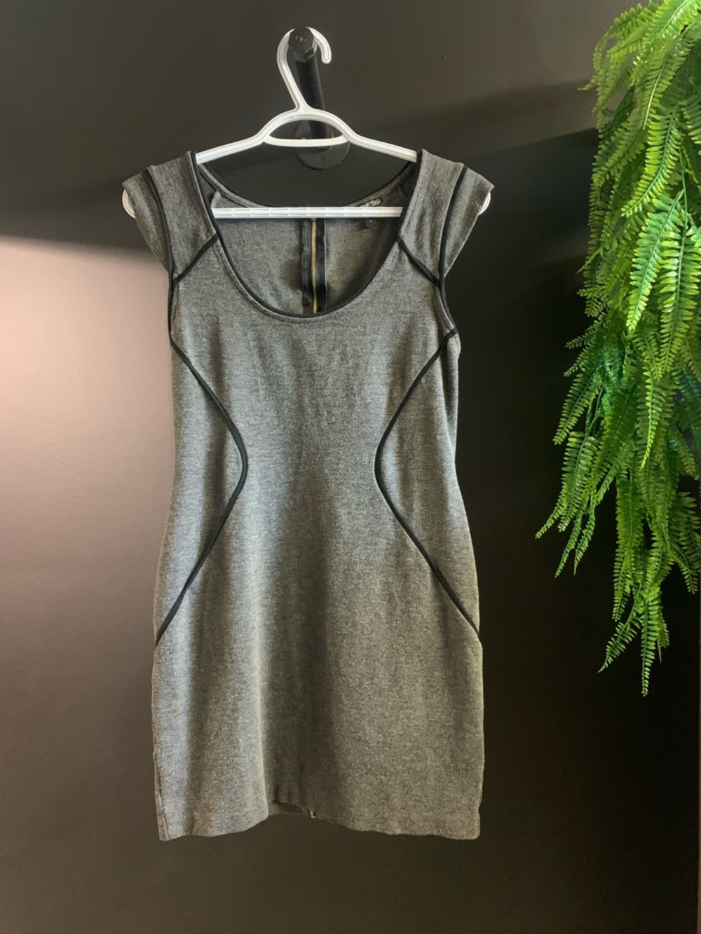 Express Gray Cap-Sleeve Sheath Mini Dress